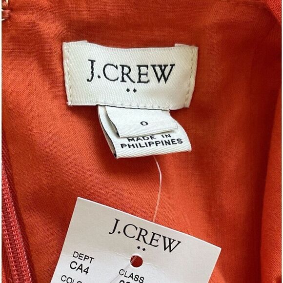 J Crew Orange Linen-Cotton Wide-Leg Jumpsuit NEW Crop Sleeveless Bow Womens 0 - Picture 8 of 12